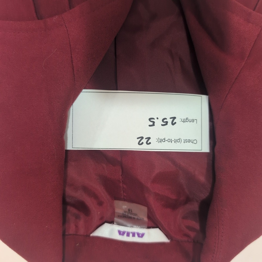 ALIA Women's Red Blazer Jacket Size 18 Long Sleeve Zip Up Career - Picture 6 of 6